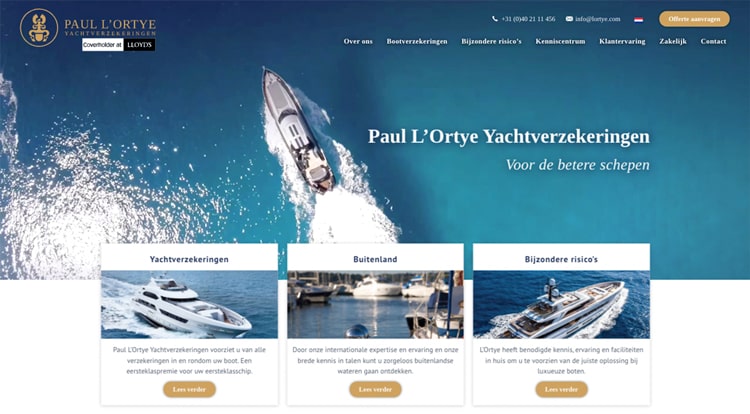 Paul L'Ortye Yachtverzekeringen website
